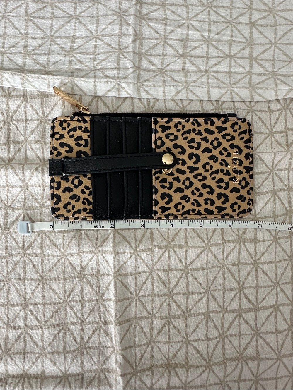 Leopard Print Zip Wallet with Black Card Slots